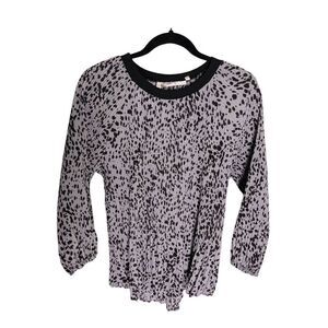 Available by Angela Fashion Animal‎ Print Blouse Beige Black Long Sleeve Women's